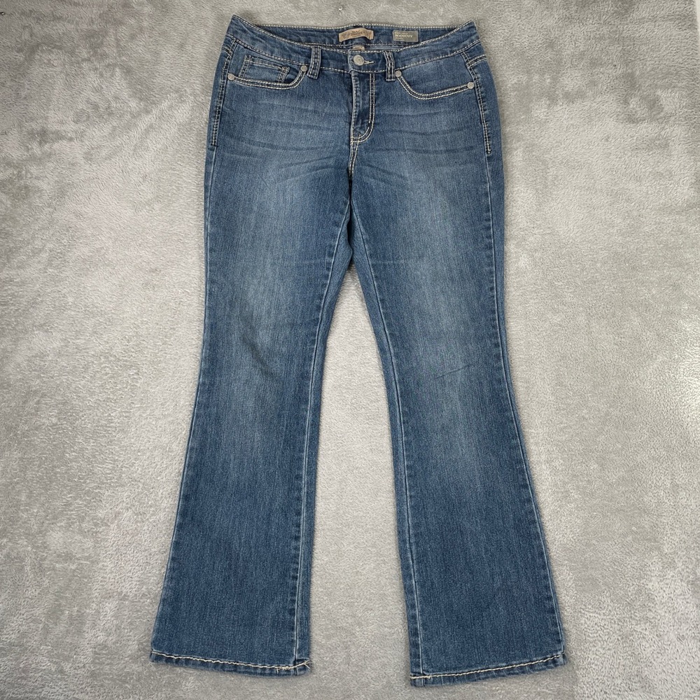 Nine‎ West Vintage America Flyaway Bootcut Jeans Womens 10 Blue Embroidered Y2K